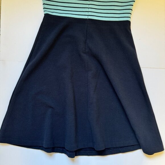 Talbots Dress Aqua Navy Blue Strpied Ribbed Knit A Line Flared Full Zip Sz S - Picture 15 of 15